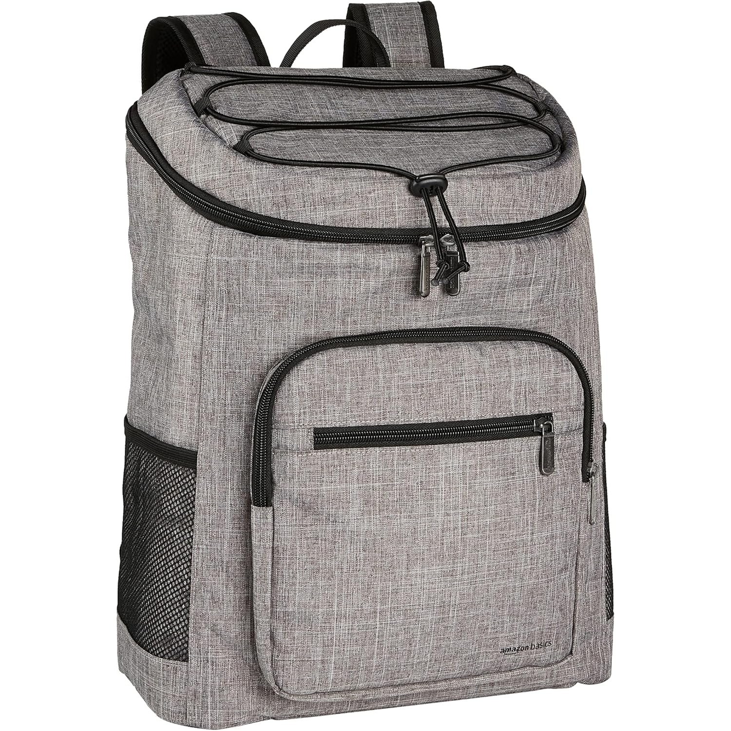 Amazon Basics grey cooler backpack shown from the front