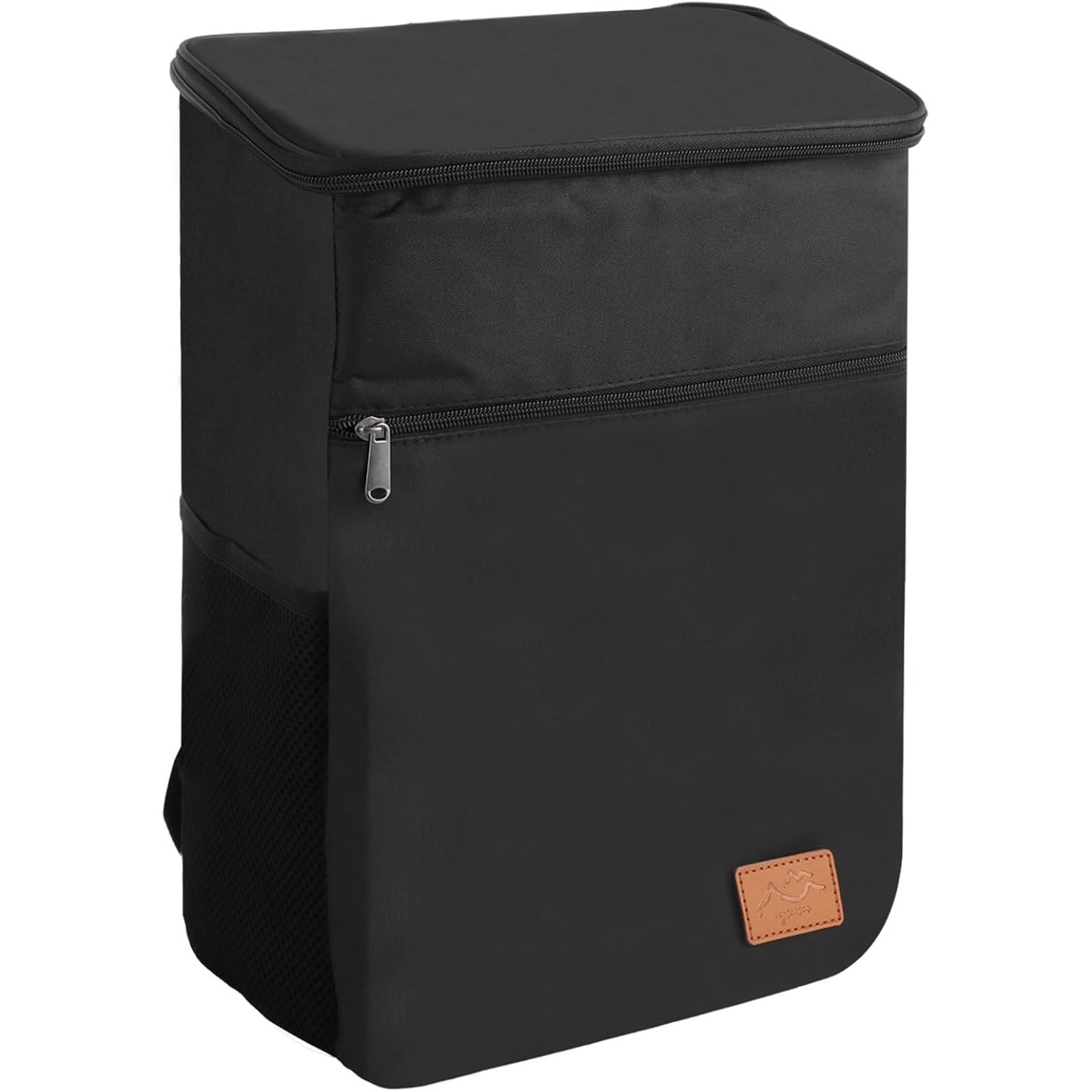 ASelected black cooler backpack shown from the front